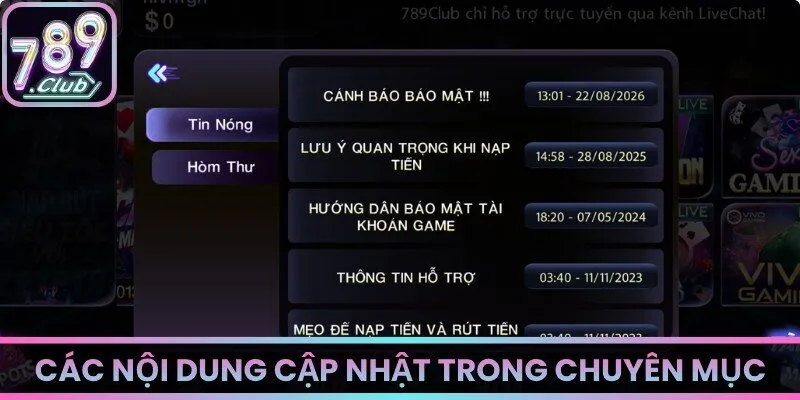 Các nội dung cập nhật trong chuyên mục
