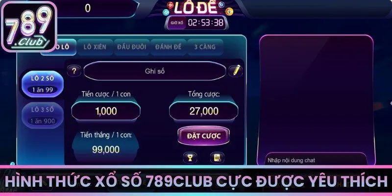 Hình thức xổ số 789Club cực được yêu thích