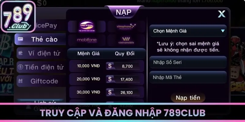 Truy cập và đăng nhập 789Club